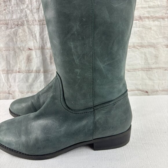 J. Crew Women's 10 Gray Leather Knee High Tall Riding Boots - Picture 8 of 14
